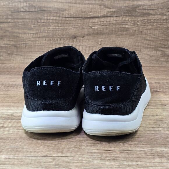 REEF SwellSole Neptune Men\'s Size 12 Black White Lace Up Knit Comfort Shoes